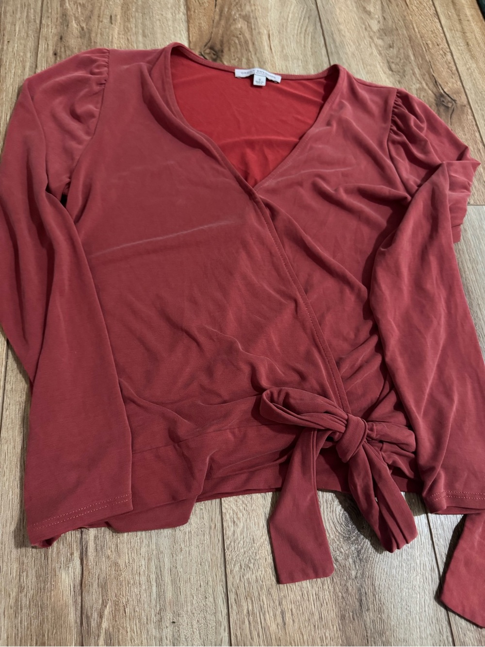 Green Envelope LA Rust Wrap Front Long-Sleeve Top Size Sm